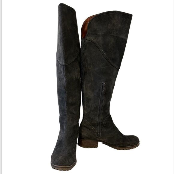 LUCKY BRAND Gray Harleen Suede Over Knee Riding Boots Size 8 - Picture 2 of 12